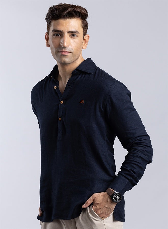 مانرزم The Deep Ocean Linen Shirt with Rich Depth - Image 1