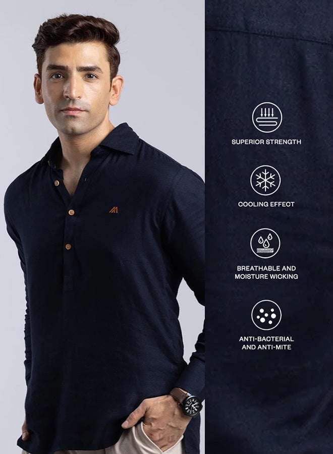 مانرزم The Deep Ocean Linen Shirt with Rich Depth - Image 3