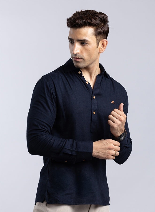 مانرزم The Deep Ocean Linen Shirt with Rich Depth - Image 5