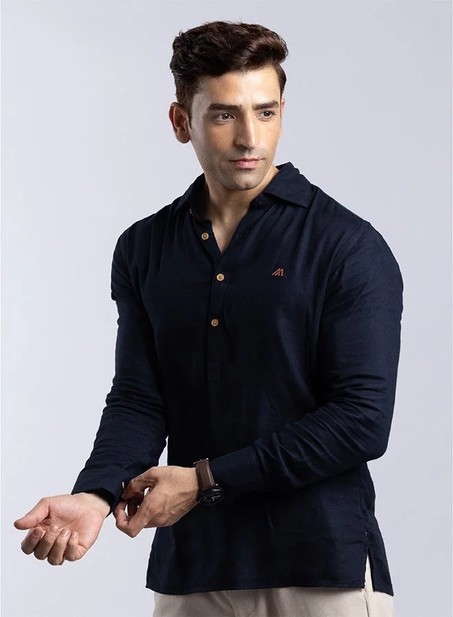 MANNERISM  The Deep Ocean Linen Shirt with Rich Depth for Men | Best Price UAE
