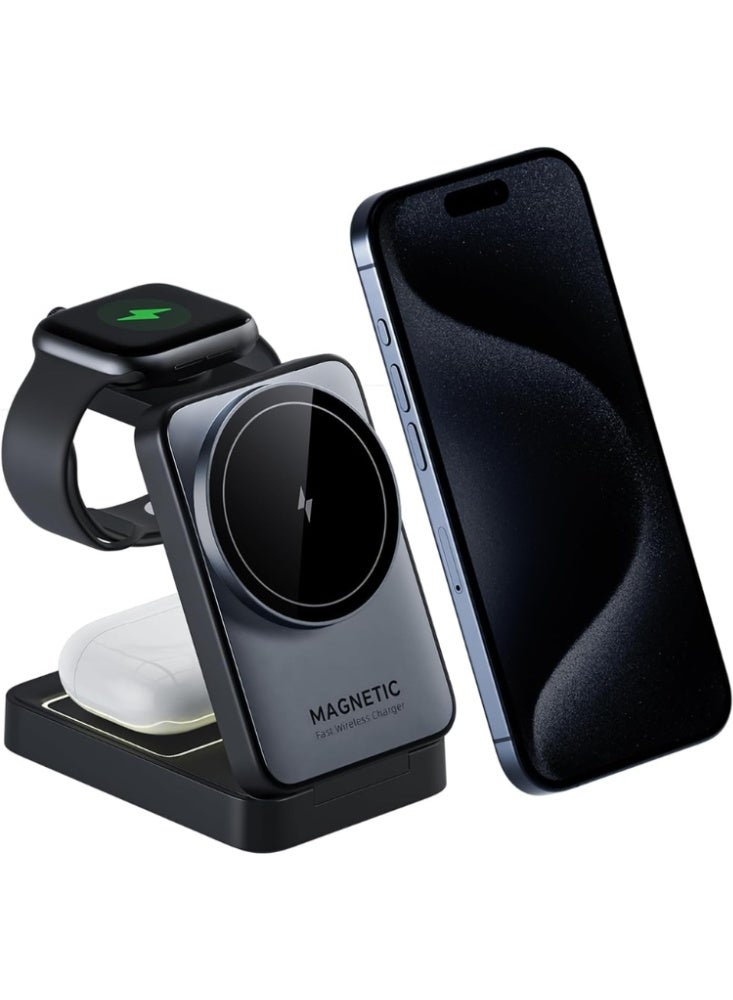 Taalk MagCharge Pro Volt – Foldable Magnetic 3-in-1 Wireless Charger for Phone, Watch, and Earbuds - Image 1