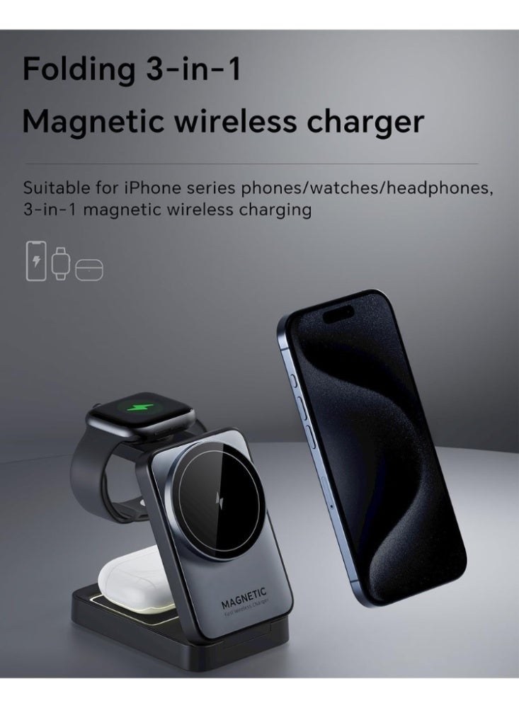 Taalk MagCharge Pro Volt – Foldable Magnetic 3-in-1 Wireless Charger for Phone, Watch, and Earbuds - Image 2