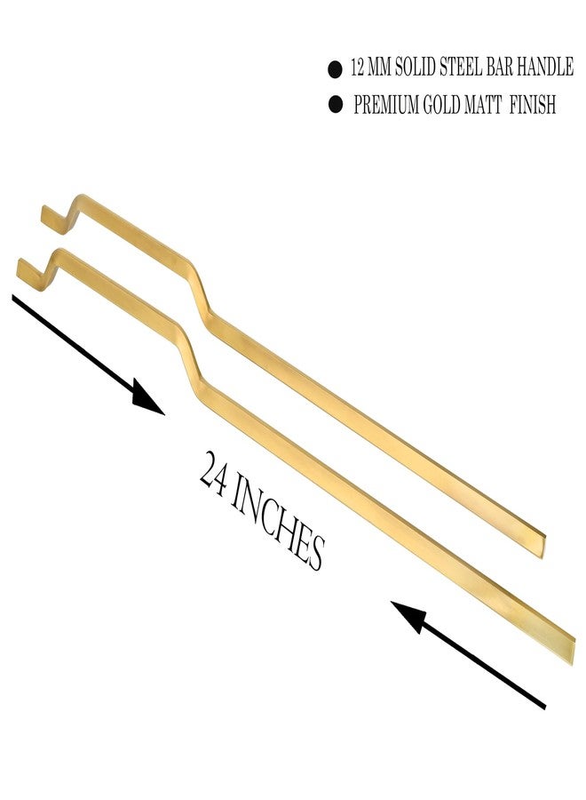 Amar EnterpriseFancy 24 Inches Brushed Gold Finish Long Stainless Steel Cabinet Wardrobe Door Handles, Pull Handles for Wardrobe & Kitchen, Long Drawer Handles for Furniture (Pack of 2) - Image 4