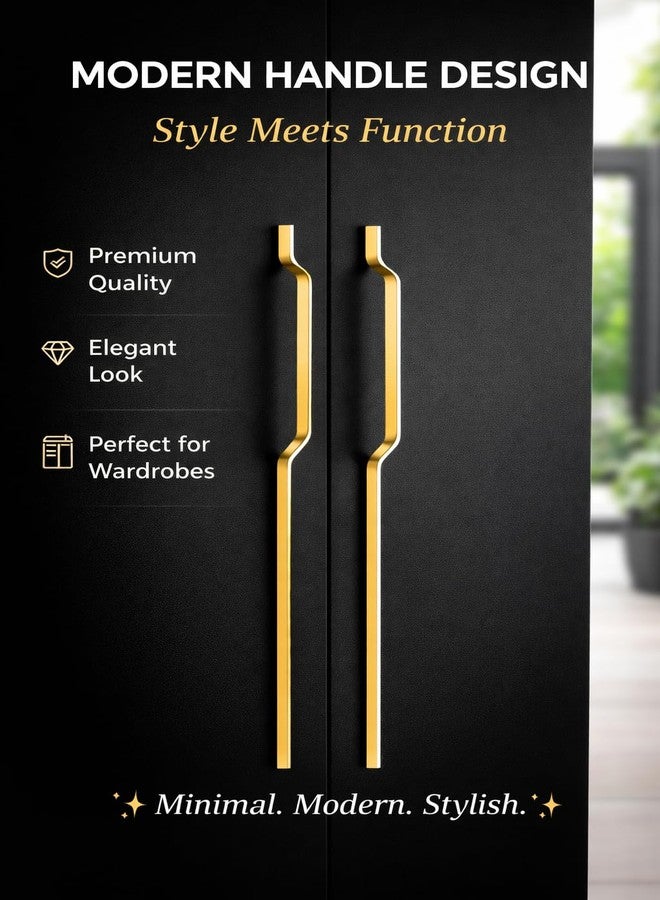 Amar EnterpriseFancy 24 Inches Brushed Gold Finish Long Stainless Steel Cabinet Wardrobe Door Handles, Pull Handles for Wardrobe & Kitchen, Long Drawer Handles for Furniture (Pack of 2) - Image 2
