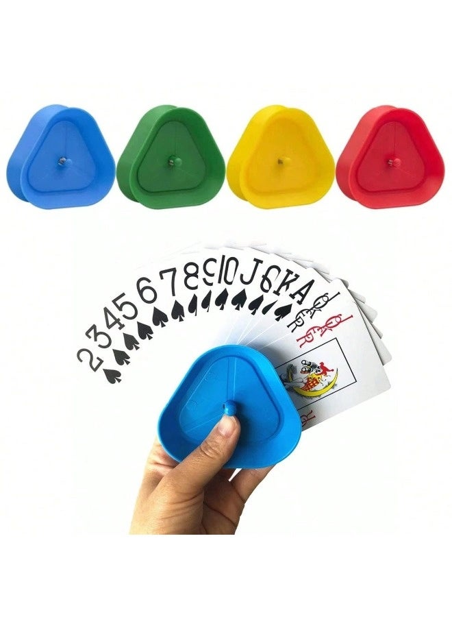 ShebSheb Playing Card Games Holder - 4Pack Little Hands Cards Tray for Kids, Seniors,Hands Free Cards Holders for Cards Game, Poker Parties, Family Card Game Nights - Image 1