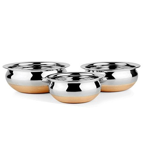 Liolis Stainless Stainless Steel Serving & Cookware Handi Set for Kitchen | 500ml, 750ml, 1250ml, 1900ml, 2500ml | 5 Pcs Set - Image 4