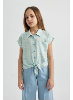 Girl Cropped Fit Woven Short Sleeve Shirt
