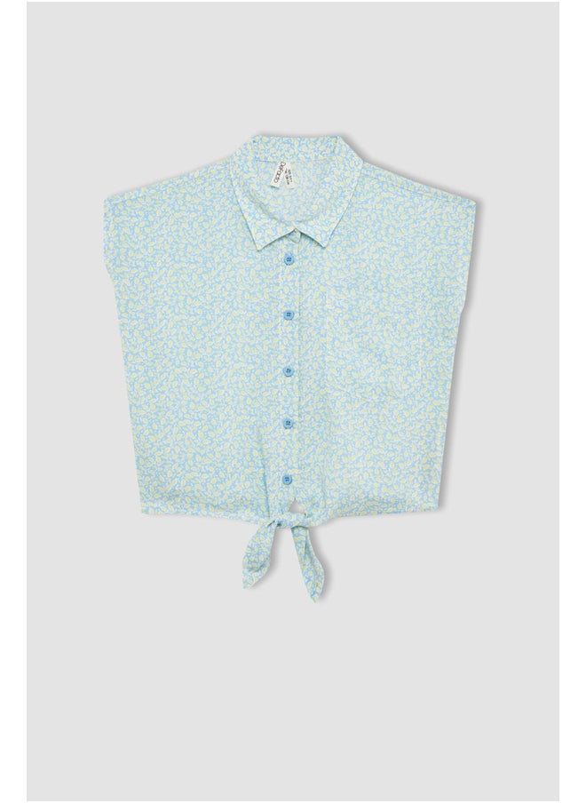 DeFacto - Girl Cropped Fit Woven Short Sleeve Shirt - Image 1