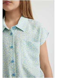 DeFacto Girl Cropped Fit Woven Short Sleeve Shirt  - Image 5