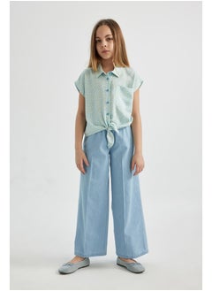 DeFacto Girl Cropped Fit Woven Short Sleeve Shirt  - Image 3