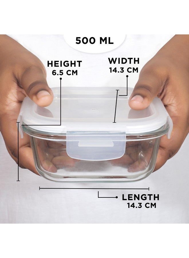 Allo Food Safe Borosilicate Glass Containers With Lids, 450°C Oven Microwave Safe Containers, High Borosilicate Meal Prep Borosilicate Containers Kitchen, 550Ml X 2, Square, White - Image 4