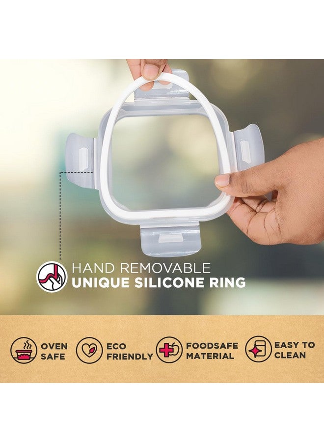 Allo Food Safe Borosilicate Glass Containers With Lids, 450°C Oven Microwave Safe Containers, High Borosilicate Meal Prep Borosilicate Containers Kitchen, 550Ml X 2, Square, White - Image 5