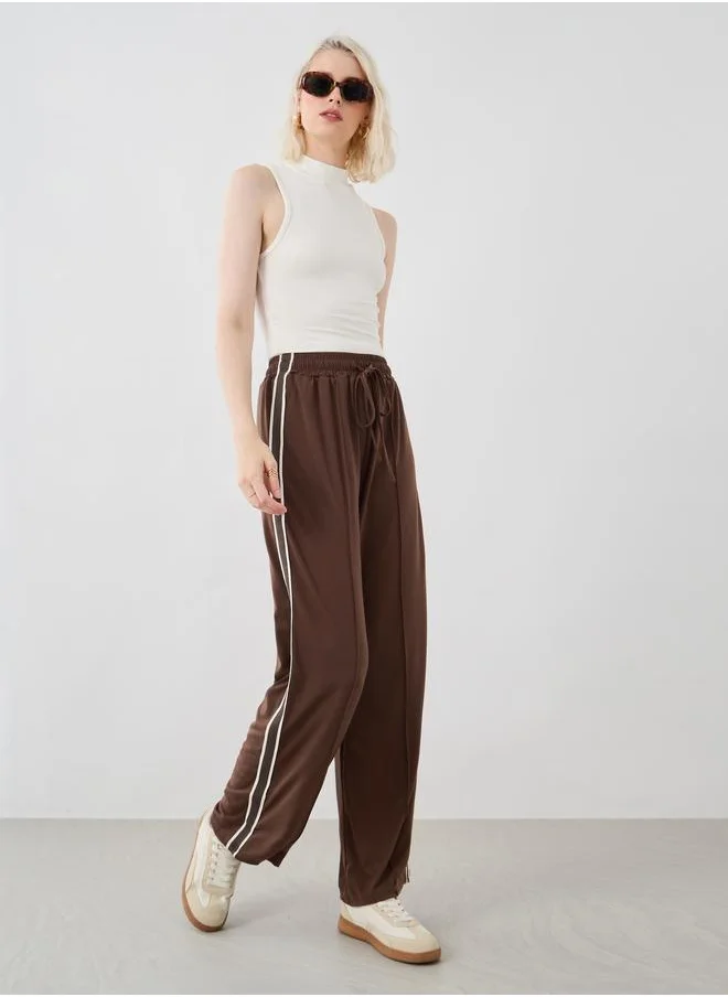 Take Two Take Two Side Striped Drawstring Waist Wide Leg Joggers