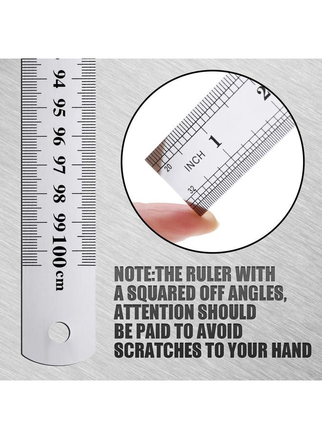 Lothee 6 Pieces Bulk Metal Yard Stick Large Stainless Steel Ruler Rule Measure Straight Edge 1 Metre Meter 40 Inch / 100 cm School Classroom Measuring Tool for Student Teacher Woodworking - Image 3