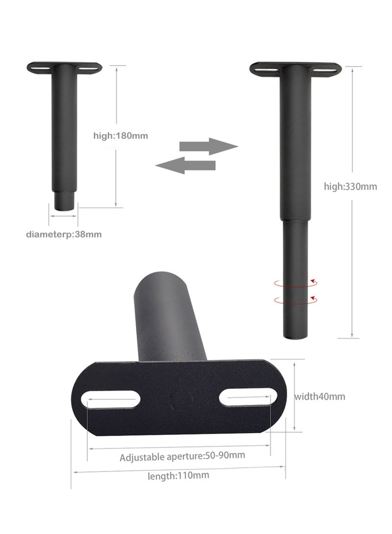 SYOSI Bed Legs Adjustable,Retractable Heavy Duty Bed Center Frame Slat Support Leg,Metal Furniture Support Feet,Suitable for Cabinet Sofa Bed Frame Replacement Parts 2Pcs 7inch -13inch (Black) - Image 2