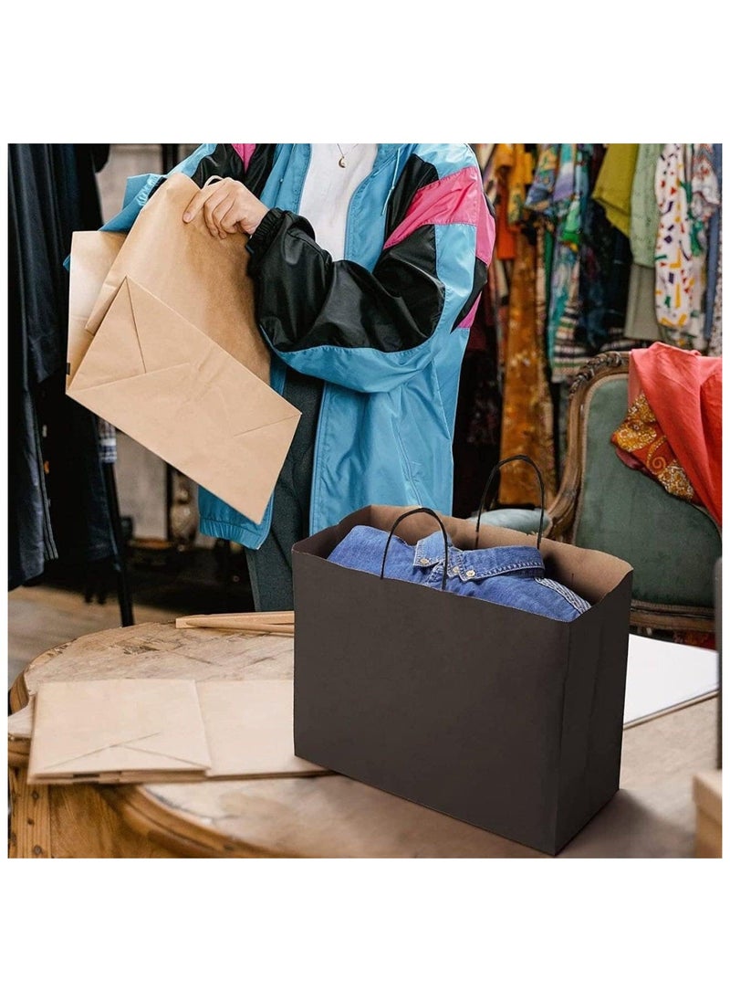 MARKQ Black Paper bags with handles 43 x 40 x 14 cm Large Kraft Gift bags for Birthday Party Favors Weddings Bridal Shower Businesses (12 Bags)  - Image 4