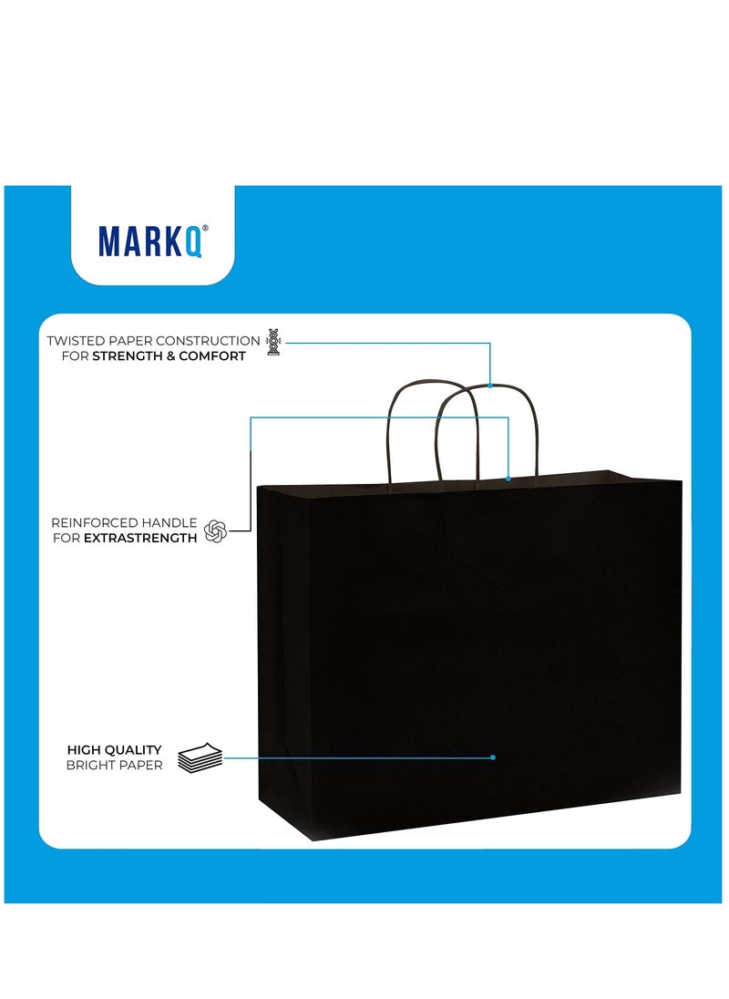 MARKQ Black Paper bags with handles 43 x 40 x 14 cm Large Kraft Gift bags for Birthday Party Favors Weddings Bridal Shower Businesses (12 Bags)  - Image 3