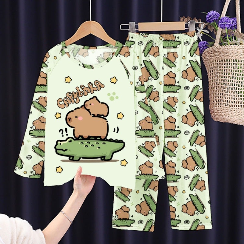 Baby Home Clothes Air-Conditioned Clothes For Girls And Boys Thin Summer Long-Sleeved Kidsren'S Pajamas Sets Boys And Girls Kidsren'S Clothes - Image 2