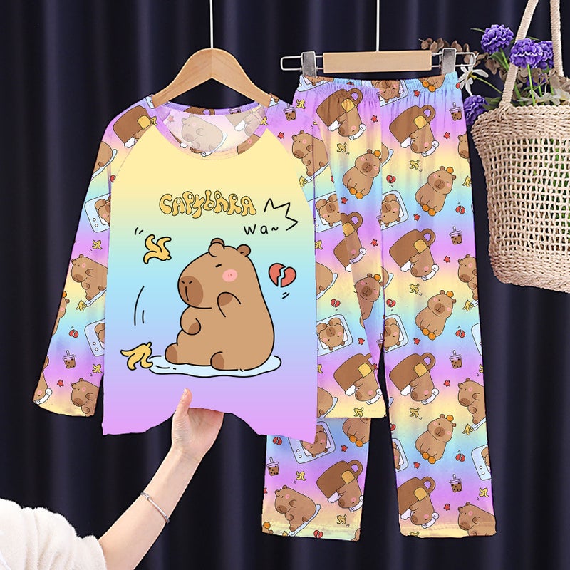 Baby Home Clothes Air-Conditioned Clothes For Girls And Boys Thin Summer Long-Sleeved Kidsren'S Pajamas Sets Boys And Girls Kidsren'S Clothes - Image 3