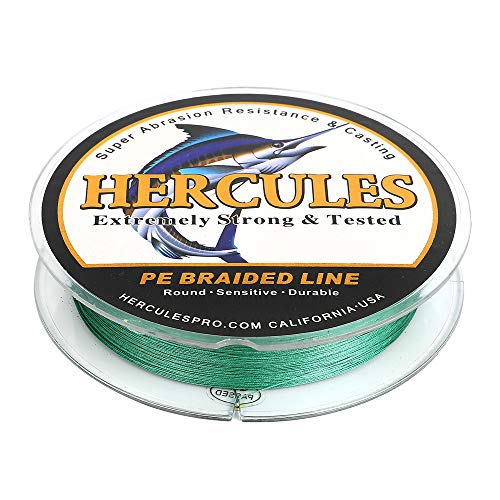 HERCULES Super Cast 300M 328 Yards Braided Fishing Line 50 LB Test for Saltwater Freshwater PE Braid Fish Lines Superline 8 Strands - Green, 50LB (22.7KG), 0.37MM - Image 4