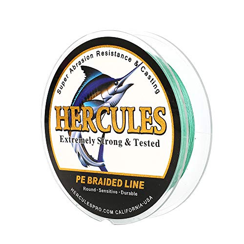 HERCULES Super Cast 300M 328 Yards Braided Fishing Line 50 LB Test for Saltwater Freshwater PE Braid Fish Lines Superline 8 Strands - Green, 50LB (22.7KG), 0.37MM - Image 1