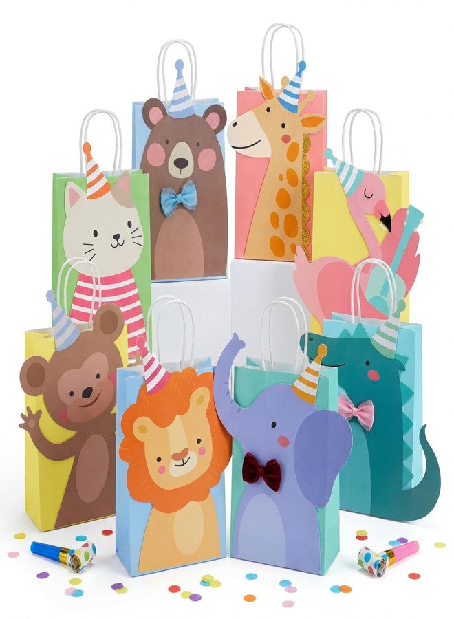 YooNotee 24 Packs Animal Parade Themed Paper Gift Bags, Cute Party Favor Bags with 3D Animal Shapes, Reusable Decorative Gift Tote for Birthdays, Holiday Gifting, Zoo/ Carnival Themed Parties - Image 1