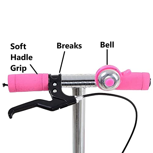 AENCI ENTERPRISE Scooter for Kids|3 Led Light On Wheel Foldable Kick Cycle for Kids,Boys and Girls|Adjustable Height|with Smooth Brakes & Bell|Age 3-12 Years (Pink) - Image 2