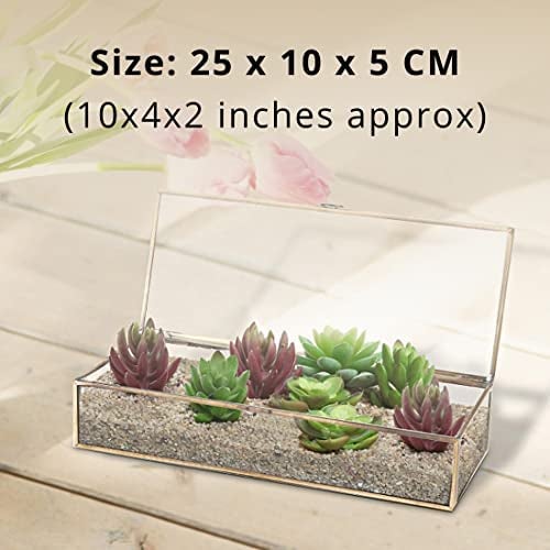 ARTINCO Art India Collections Glass Jewelry Display Box Long Ring Box, Cosmetic Box Gold (size - 10x4x2 inches) (Handmade & Brass and Mirror Material) - Image 4