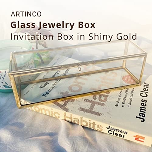 ARTINCO Art India Collections Glass Jewelry Display Box Long Ring Box, Cosmetic Box Gold (size - 10x4x2 inches) (Handmade & Brass and Mirror Material) - Image 3