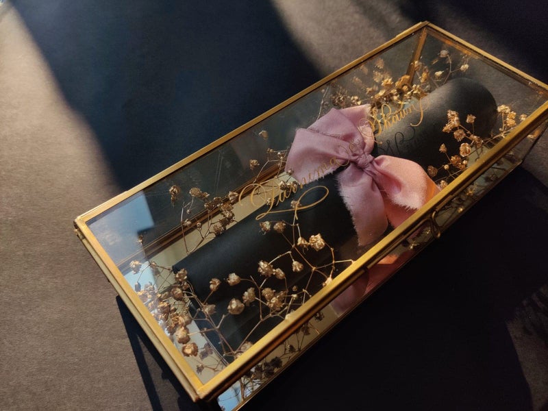 ARTINCO Art India Collections Glass Jewelry Display Box Long Ring Box, Cosmetic Box Gold (size - 10x4x2 inches) (Handmade & Brass and Mirror Material) - Image 5