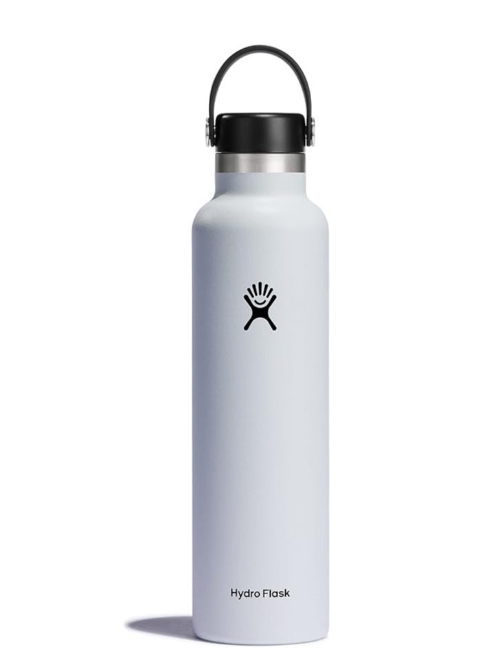 Hydro Flask HYDRO FLASK - Water Bottle 709ml (24oz) - Vacuum Insulated Stainless Steel Water Bottle with Leak Proof Flex Cap and Powder Coat - BPA-Free - Standard Mouth - White  - Image 1