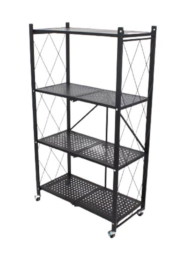 4-Layered Foldable Storage Rack With Wheels Black 34x71x124cm - Image 1
