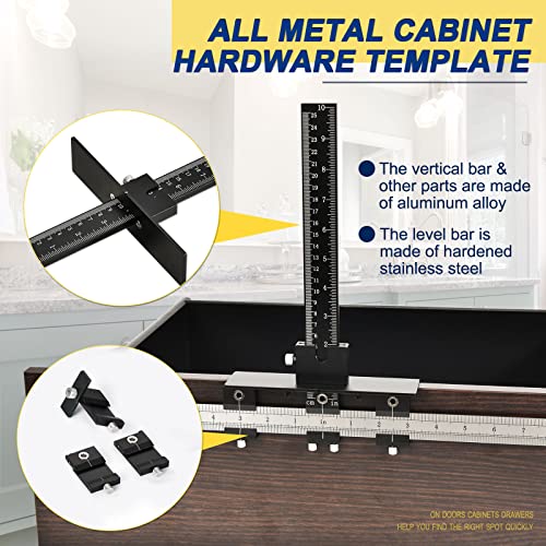 MinliGUY Cabinet Hardware Jig, All Metal Adjustable Cabinet Handle Jig with Φ5mm & Φ4mm Drilling Template Hole, Cabinet Hardware Template for Knob/Handle/Pull Installation - Image 2