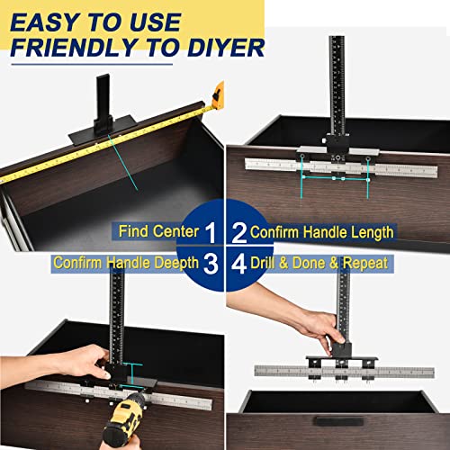 MinliGUY Cabinet Hardware Jig, All Metal Adjustable Cabinet Handle Jig with Φ5mm & Φ4mm Drilling Template Hole, Cabinet Hardware Template for Knob/Handle/Pull Installation - Image 5