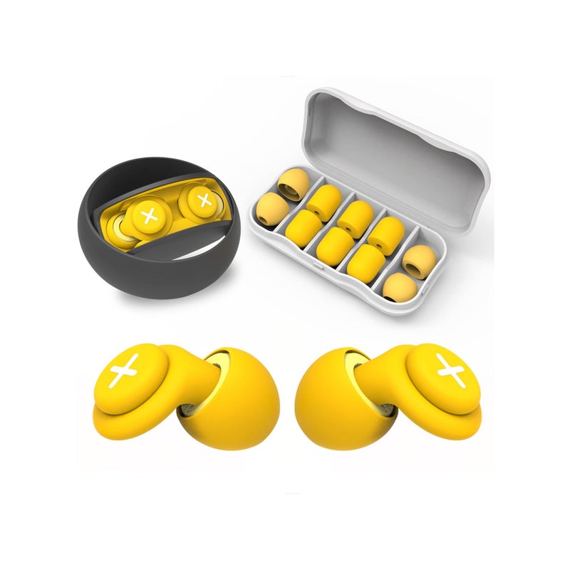 Zikra Noise Reduction Ear Plugs-40 dB Noise Cancelling Reusable Hearing Protection in Flexible Silicone for Sleeping, Traveling, Concerts, Work & Swimming,3 Wearing Styles, Yellow - Image 1