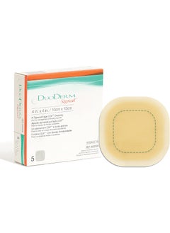 convatec ConvaTec DuoDERM Signal CGF 4"x4" Hydrocolloid Tapered Edge Sterile Adhesive Dressing with Change Indicator for Exuding Wounds, Waterproof, Latex-Free, Flexible, Square, Beige, 5ct Box 