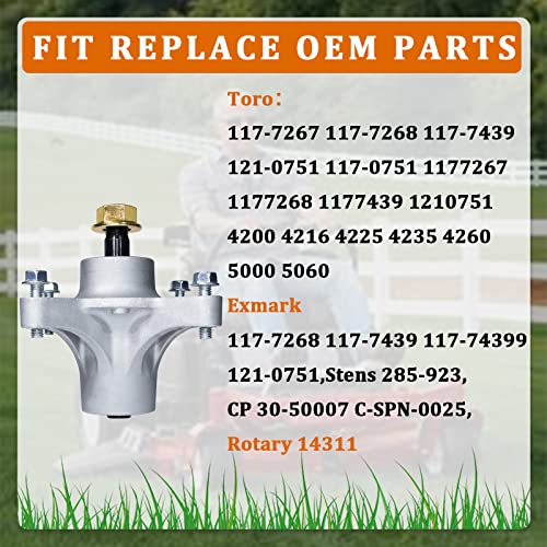 KOOTANS Lawn Mower Spindle Replace for Toro Exmark Oz-line, Toro SS4235 SS5000 SS4200 and Timecutter 5060, Part Numbers 117-7267, 117-7439, Replacement Mower Deck 34" 42" 50" 60" Spindle Assembly - Image 5