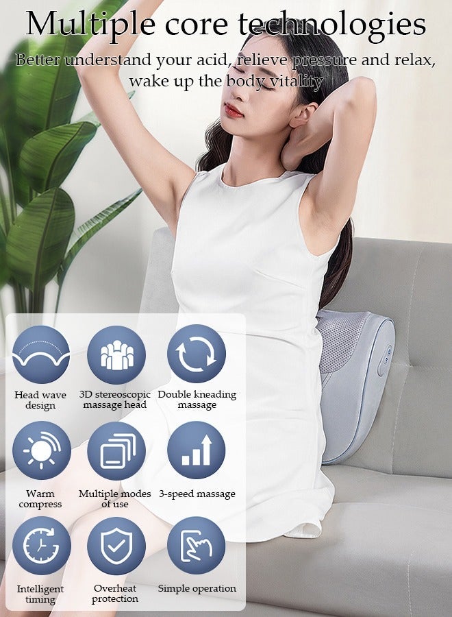 DUNISO Neck Massage Pillow And Shoulders, Adomen, Legs Back Massager Relaxation With Electric Heating Kneading Therapy Portable Shiatsu Massage Cushion for Home, Office - Image 2