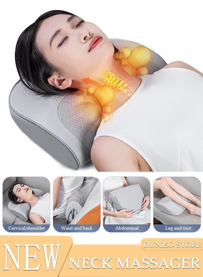 DUNISO Neck Massage Pillow And Shoulders, Adomen, Legs Back Massager Relaxation With Electric Heating Kneading Therapy Portable Shiatsu Massage Cushion for Home, Office - Image 1