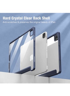 Rock Pow Protective Case Cover For Apple iPad Pro 12.9 inch (2021/2020) Generation with Pencil Holder, [Support Apple Pencil Charging and Touch ID], Clear Transparent Case with Auto Wake/Sleep,Blue  - Image 5