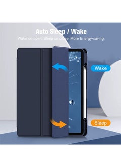 Rock Pow Protective Case Cover For Apple iPad Pro 12.9 inch (2021/2020) Generation with Pencil Holder, [Support Apple Pencil Charging and Touch ID], Clear Transparent Case with Auto Wake/Sleep,Blue  - Image 3