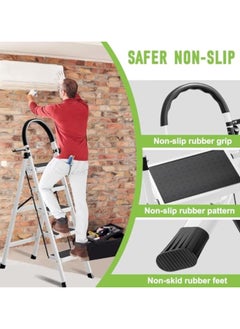 ACPLAY 5 Steps Foldable Ladder, Aluminum Home Ladder Folding Step Stool with Wide Anti-Slip Pedal, Foldable Step Stool for Home,Kitchen, Garden, Office  - Image 3
