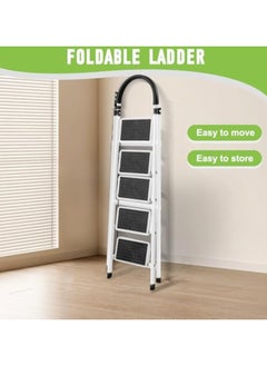 ACPLAY 5 Steps Foldable Ladder, Aluminum Home Ladder Folding Step Stool with Wide Anti-Slip Pedal, Foldable Step Stool for Home,Kitchen, Garden, Office  - Image 4