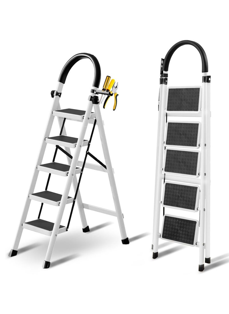 5 Steps Foldable Ladder, Aluminum Home Ladder Folding Step Stool with Wide Anti-Slip Pedal, Foldable Step Stool for Home,Kitchen, Garden, Office - pzsku/ZDAAE37A35638BA9BED86Z/45/_/1730998144/25a6ecae-6683-4eeb-a8f8-b63002a79f5b