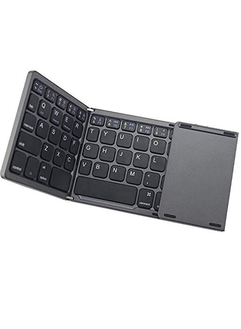ELTRAZONE Ultra Thin Mini Bluetooth 3.0 Foldable Keyboard Wireless Folding BT With Touchpad Keyboard compatible with Tablet PC Laptop Mobilephone - Image 1