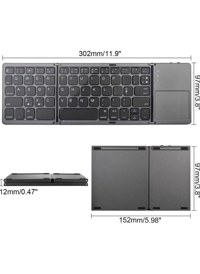 ELTRAZONE Ultra Thin Mini Bluetooth 3.0 Foldable Keyboard Wireless Folding BT With Touchpad Keyboard compatible with Tablet PC Laptop Mobilephone - Image 2