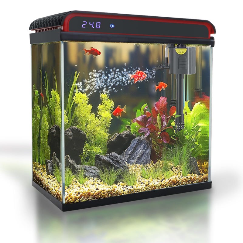 COOSPIDER Glass 10 Gallon Fish Tank Aquarium - Smart Self-Cleaning Starter Kit with 3-Color LED Light, Ultra Quiet Pump & Filter, Temperature Monitoring for Betta Fish and Shrimp - Image 1