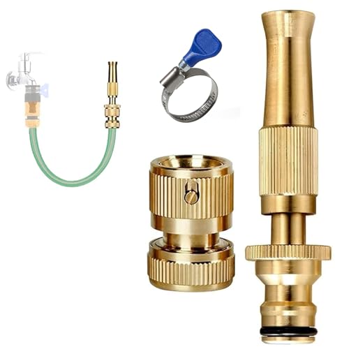 Cinagro Brass Water Spray Nozzle for 1/2" Hose Pipe for Gardening, Car Washer High Pressure Gun, Pressure Washer for Car, Water Gun, Water Pressure Gun for Car Wash, Bike Wash (with 1 Clamp) - Image 1