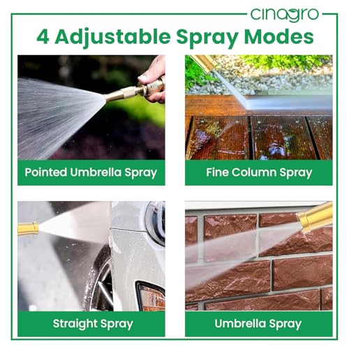 Cinagro Brass Water Spray Nozzle for 1/2" Hose Pipe for Gardening, Car Washer High Pressure Gun, Pressure Washer for Car, Water Gun, Water Pressure Gun for Car Wash, Bike Wash (with 1 Clamp) - Image 5