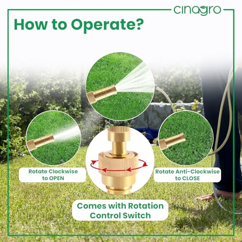 Cinagro Brass Water Spray Nozzle for 1/2" Hose Pipe for Gardening, Car Washer High Pressure Gun, Pressure Washer for Car, Water Gun, Water Pressure Gun for Car Wash, Bike Wash (with 1 Clamp) - Image 3